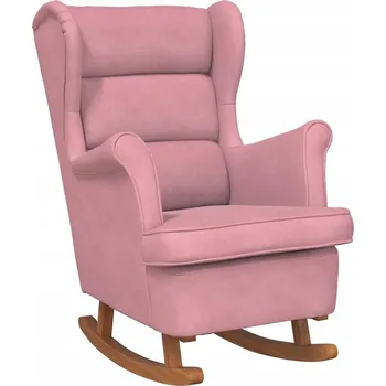 Křeslo Houpací křeslo s kaučukovými nohami, růžové, samet
