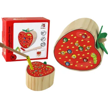 Dřevěná hračka Dřevěná Hra Jahoda Chytni Červa Magnetická