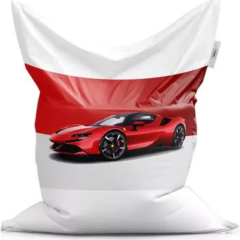 Sedací pytel Sablio Sedací vak Ferrari na červenobílé - 200x140 cm