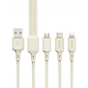 Datový kabel Kabel 3v1 Dudao L7SE USB-C - 2x USB-C / Lightning 66W 1.2m - béžový