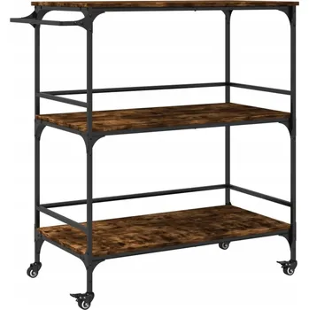 Servírovací stolek Kuchyňský vozík, kouřový dub, 100,5x50x105 cm