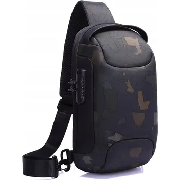 Taška přes rameno s USB nabíjením Issac - Maskáčová KP-36233