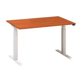 Výškově nastavitelný kancelářský stůl Alfa Up s bílým podnožím, 120 x 80 x 61,5-127,5 cm, dezén divoká třešeň