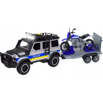 autíčko POLICEJNÍ SUV TERÉNNÍ AUTO S PŘÍVĚSEM A MOTORKOU SADA WOOPIE
