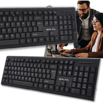 Klávesnice MECHANICKÁ KLÁVESNICE DRÁTOVÁ USB KANCELÁŘSKÁ 1000DPI ČERNÁ BOUNN