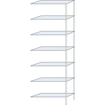Dílenský regál Kovový regál Ogmios, přístavbový, 300 x 100 x 30 cm, 2 300 kg, 7 polic, 150 kg/police, pozink