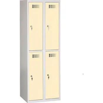 Nábytek Svařovaná šatní skříň Charles odlehčená, 4 oddíly, cylindrický zámek, šedá/béžová