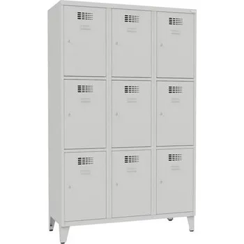 Nábytek Svařovaná šatní skříň Jensen, 9 boxů, cylindrický zámek, šedá/šedá