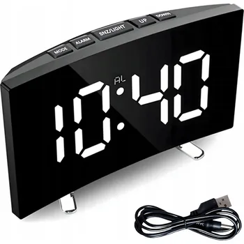 Budík ELEKTRONICKÝ BUDÍK LED DIGITÁLNÍ STOJANOVÝ TEPLOMĚR ALARM DATUM + USB