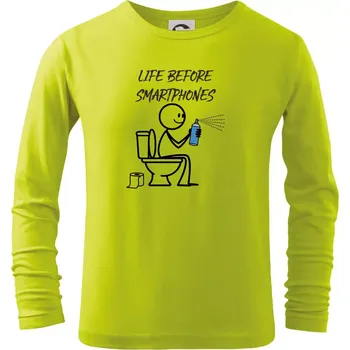 Dětská móda LIFE BEFORE SMARTPHONES - Triko dětské Long Sleeve - 122 cm/6 let ( Limetková )