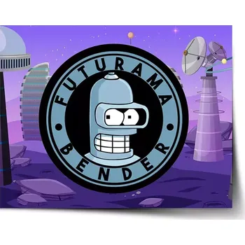 Plakát Sablio Plakát Futurama Bender Planeta s vysílači - 60x40 cm
