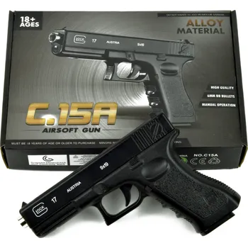 KOVOVÁ AIRSOFTOVÁ PISTOLE GLOCK NA KULIČKY REPLIKA PUŠKA ASG 800 DÁREK