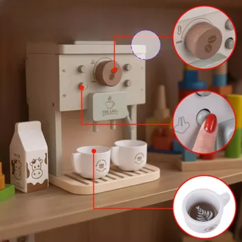 Dětská kuchyňka Dřevěný kávovar pro děti s příslušenstvím