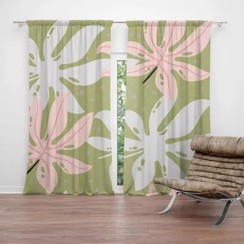 Závěs Sablio Závěs Bílé a růžové listy: 2ks 140x250cm