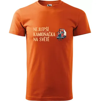 Sablio Tričko s potiskem Nejlepší kamioňačka na světě - oranžové 2XL