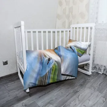 Povlečení Sablio Mikroplyšové dětské povlečení do postýlky Rychlovlak projíždějící nádražím - 120x90 / 40x60