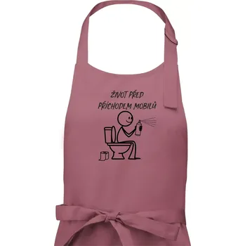 Kuchyňská zástěra Život před příchodem mobilů - Dámská zástěra na vaření - Univerzální velikost ( Starorůžová )