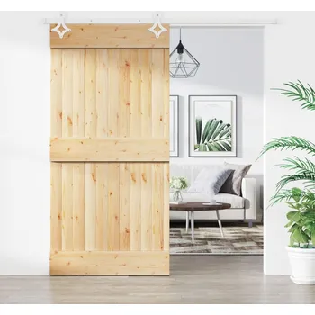 Interiérové dveře Posuvné dveře s kováním 100 x 210 cm masivní borové dřevo IM_3203184