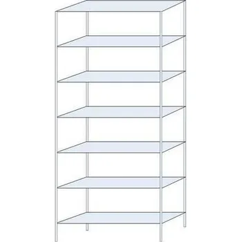 Dílenský regál Kovový regál Ogmios, základní, 300 x 130 x 40 cm, 2 300 kg, 7 polic, 150 kg/police, pozink