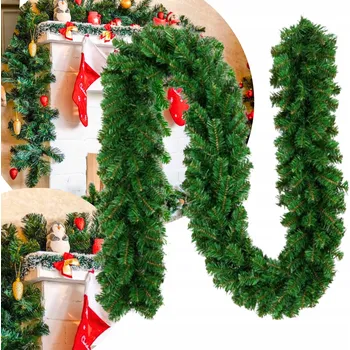 Vánoční dekorace Vánoční girlanda umělá dlouhá zelená jehličnatá hustá řetěz 2,7m