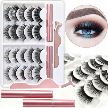 Péče o řasy a obočí Magnetické Řasy 10 Párů Přirozené Lehké Dlouhotrvající + 2X Oční Linky