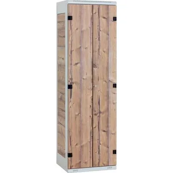 Nábytek Svařovaná šatní skříň Tony I, 2 oddíly, cylindrický zámek, šedá/borovice