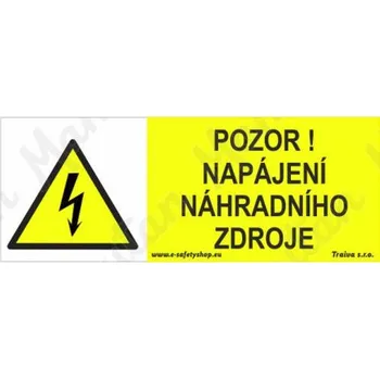 Kancelář Pozor napájení náhradního zdroje, samolepka 75 x 25 x 0,1 mm, arch 24 ks