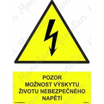Kancelář Pozor možnost výskytu životu nebezpečného napětí, samolepka 148 x 210 x 0,1 mm A5