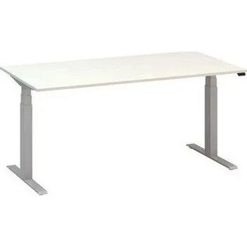 Výškově nastavitelný kancelářský stůl Alfa Up s šedým podnožím, 160 x 80 x 61,5-127,5 cm, dezén bílá