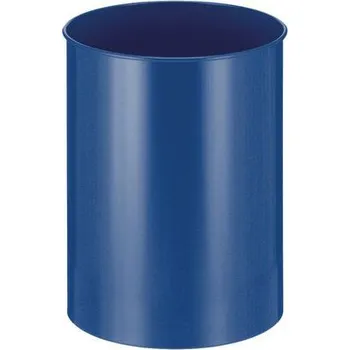 Kovový odpadkový koš Tube, objem 30 l, modrý