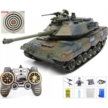 RC model auta OBROVSKÝ DÁLKOVĚ OVLÁDANÝ TANK LEOPARD RC 45 CM S KOUŘEM STŘÍLÍ KULIČKY