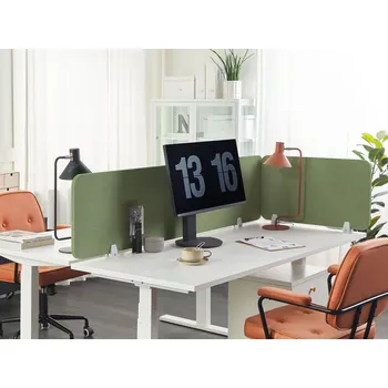 Stolová přepážka zelená PET materiál látkový potah 72 x 40 cm akustický oddělovač na pracovní stůl domácí kancelář Beliani
