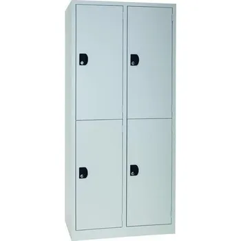 Nábytek Svařovaná šatní skříň Manutan Expert Chuck, 4 oddíly, cylindrický zámek, šedá/šedá