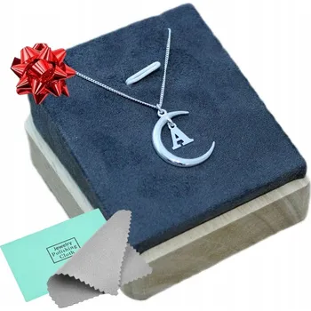 Náhrdelník Stříbrný dámský řetízek NÁHRDELNÍK S MĚSÍCEM + PÍSMENKO DLE VÝBĚRU dárek