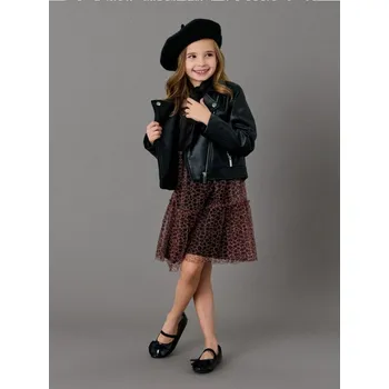 Dívčí bunda Sinsay - Bunda křivák z eko kůže - černá - 391GT-99X - 391GT-99X-98