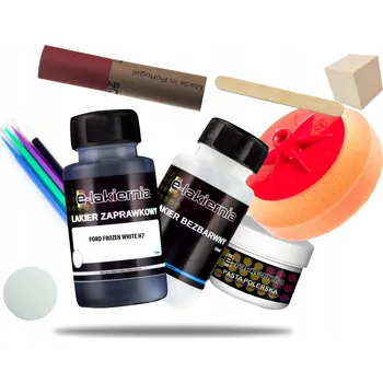 autokoberec Opravný lak na auto FORD FROZEN WHITE H7 Sada na škrábance s pastou a leštícím kotoučem