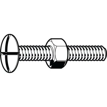 Dílna Šroub s plochou kulovou hlavou s dvojitou drážkou NF E25-129 Ocel Pozinkované 4.8 s maticí M5X35