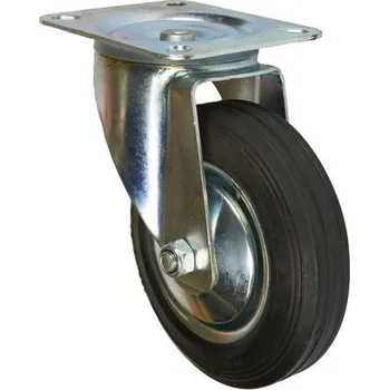 Pojezdové kolečko Gumové transportní kolo s přírubou, průměr 160 mm, otočné, valivé ložisko