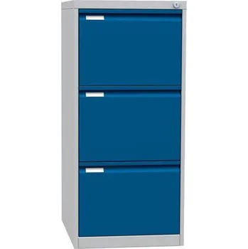 Kartotéka Jednořadá kovová kartotéka A4 Tyne, 3 zásuvky, modrá/šedá