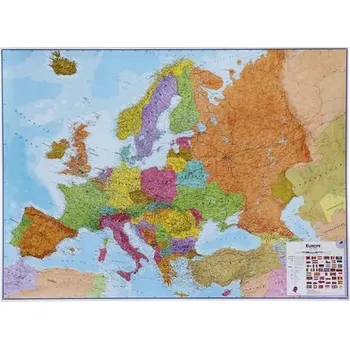 Politická mapa Evropy, 170 x 124 cm, oboustranně laminovaná, uchycení na očka