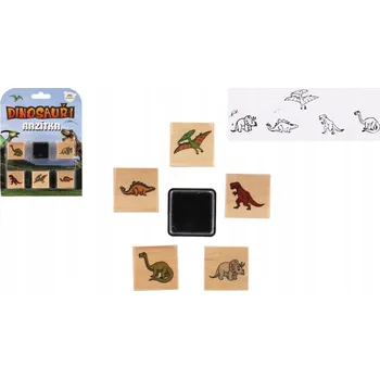 Dětské razítko Teddies Razítka dřevěná 5+1 s poduškou Dinosauři