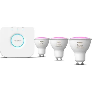 Žárovka Philips Hue 5,7W, GU10, White and Color Ambiance, 3ks + Bridge (929001953124)