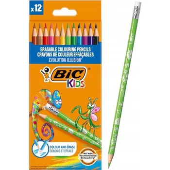 Pastelka Pastelky s gumičkou BIC Kids Evolution Illusion 12 ks, mix barev