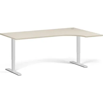 Psací stůl B2B Partner Rohový výškově nastavitelný stůl, 180x120 cm, 1 motor, L/P, bílá podnož, bříza