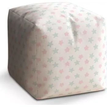 Taburet Sablio Taburet Cube růžové a modré hvězdy: 40x40x40 cm