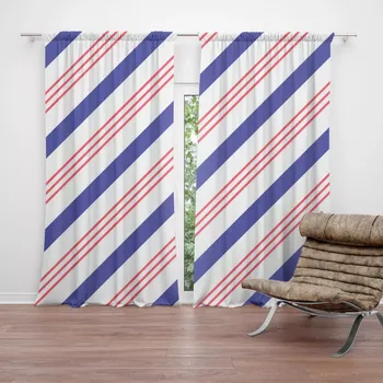 Závěs Sablio Závěs Modročervené pruhy: 2ks 140x250cm