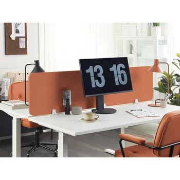 Psací stůl Stolová přepážka červená PET materiál látkový potah 180 x 40 cm akustický oddělovač na pracovní stůl domácí kancelář Beliani