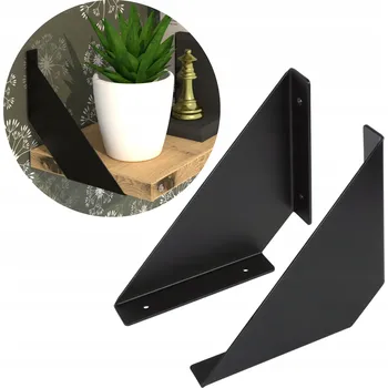 police Černé nástěnné držáky polic FLEX 15 x 15 cm, podpěra, konzole