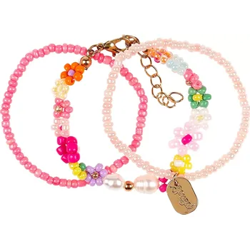 Náramek Náramky s květinovým motivem růžové - 3 ks