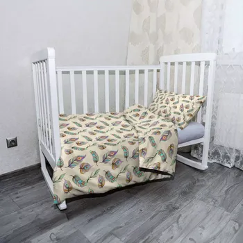 Povlečení Sablio Mikroplyšové dětské povlečení do postýlky Paví peříčka - 120x90 / 40x60